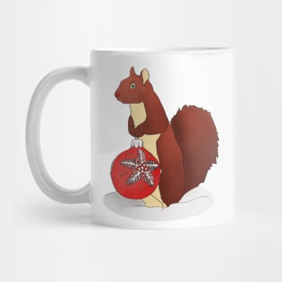 Squirrel Holding Christmas Ball Ornament Mug